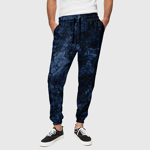 Мужские брюки Темно-синяя текстура камня / 3D-принт – фото 3