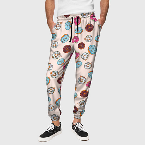 Мужские брюки Пончики донаты паттерн / 3D-принт – фото 3