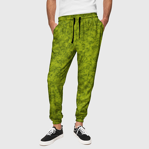 Мужские брюки Зеленый мраморный узор / 3D-принт – фото 3