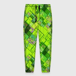 Брюки на резинке мужские Ярко-зеленый абстрактный узор, цвет: 3D-принт