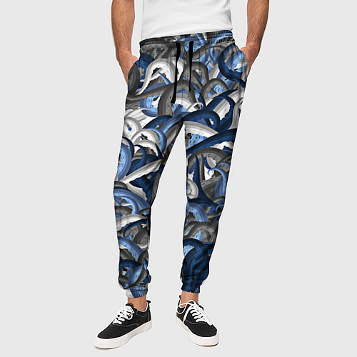 Мужские брюки Синий камуфляж с щупальцами / 3D-принт – фото 3