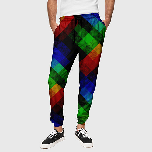 Мужские брюки Разноцветный мраморный узор / 3D-принт – фото 3