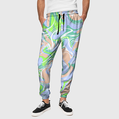 Мужские брюки Разноцветные разводы красок / 3D-принт – фото 3