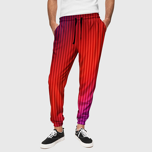 Мужские брюки Оранжево-фиолетовый градиент / 3D-принт – фото 3