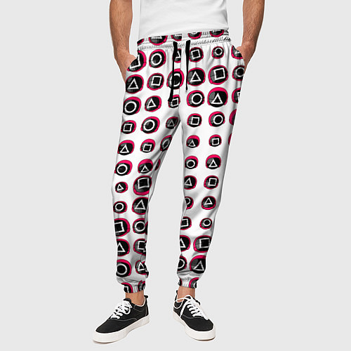 Мужские брюки Игра в кальмара: Паттерн масок / 3D-принт – фото 3