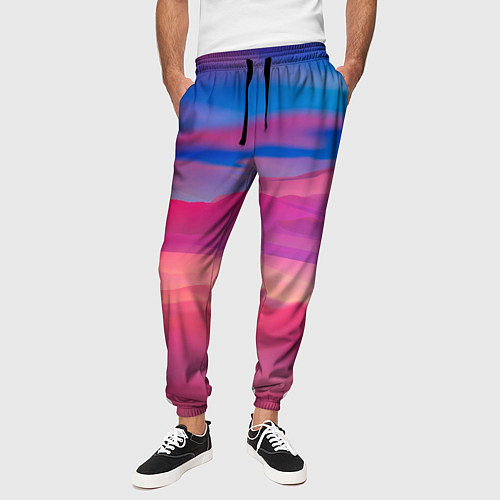 Мужские брюки Гармоничные цветовые волны / 3D-принт – фото 3