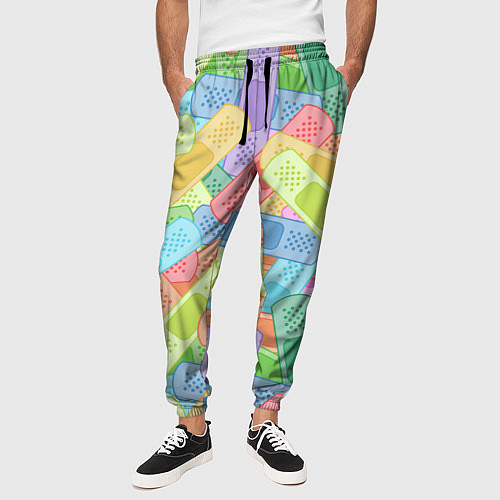 Мужские брюки Цветные пластыри / 3D-принт – фото 3
