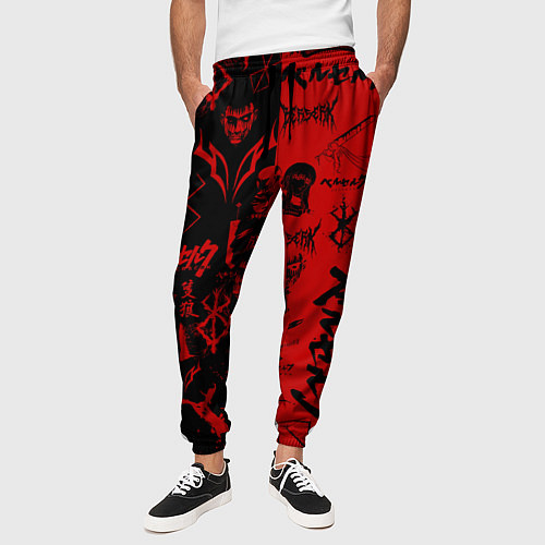 Мужские брюки BERSERK BLACK RED БЕРСЕРК ПАТТЕРН / 3D-принт – фото 3