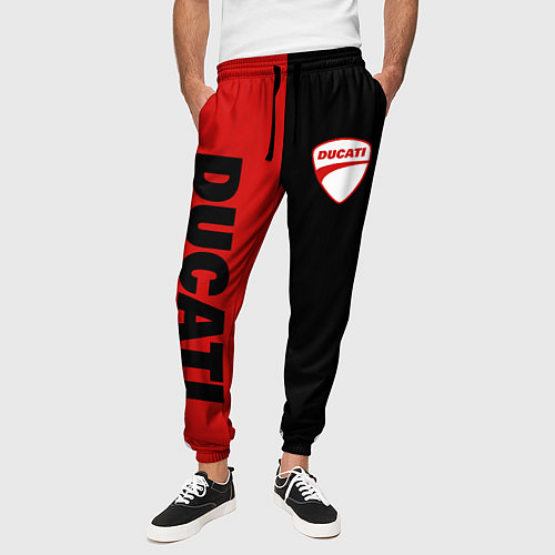 Мужские брюки DUCATI BLACK RED BACKGROUND / 3D-принт – фото 3