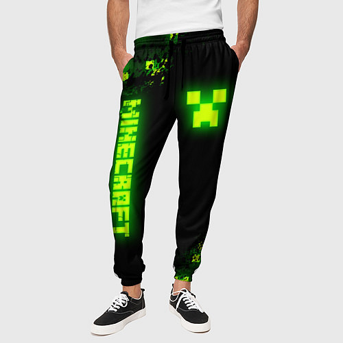 Мужские брюки MINECRAFT NEON LOGO CREEPER / 3D-принт – фото 3