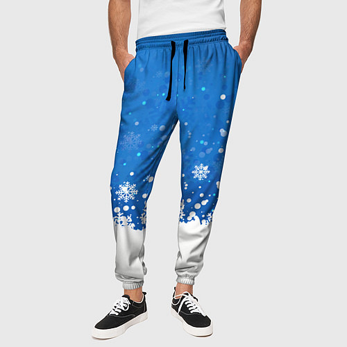 Мужские брюки Снежинки - С Новым Годом / 3D-принт – фото 3