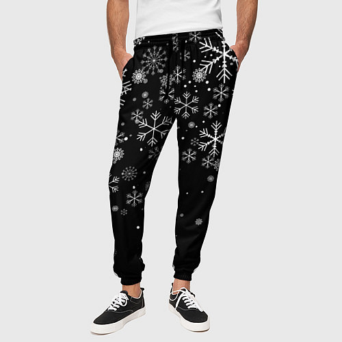 Мужские брюки Снежинки - С Новый год / 3D-принт – фото 3