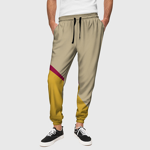 Мужские брюки Линии На бежевом Фоне / 3D-принт – фото 3