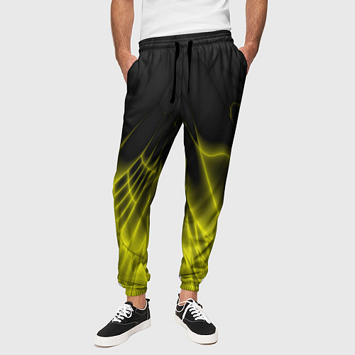 Мужские брюки Коллекция Rays Лучи Желтый и черный Абстракция 662 / 3D-принт – фото 3