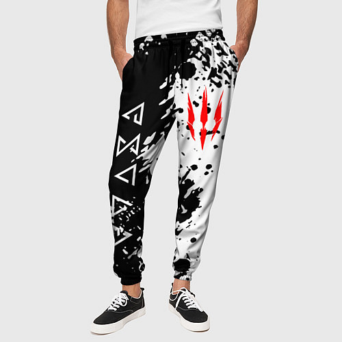 Мужские брюки The Witcher black & white / 3D-принт – фото 3