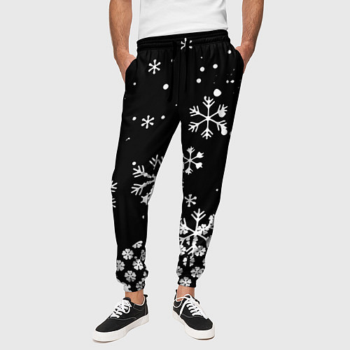Мужские брюки Чёрный клевер снежинки / 3D-принт – фото 3