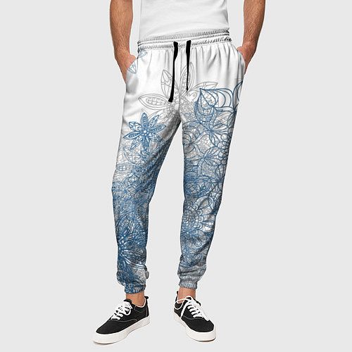 Мужские брюки Коллекция Зимняя сказка Снежинки Sn-1-sh / 3D-принт – фото 3