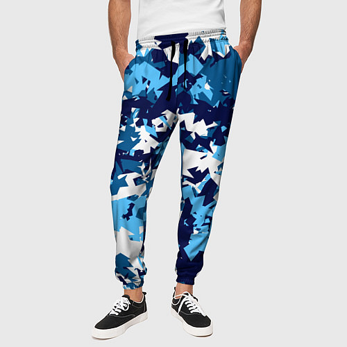 Мужские брюки Сине-бело-голубой камуфляж / 3D-принт – фото 3