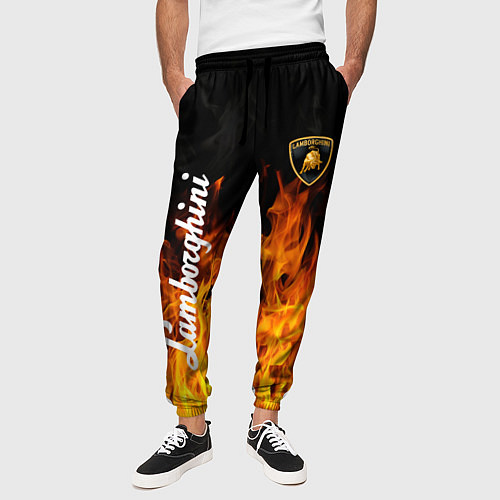 Мужские брюки Lamborghini пламя огня / 3D-принт – фото 3