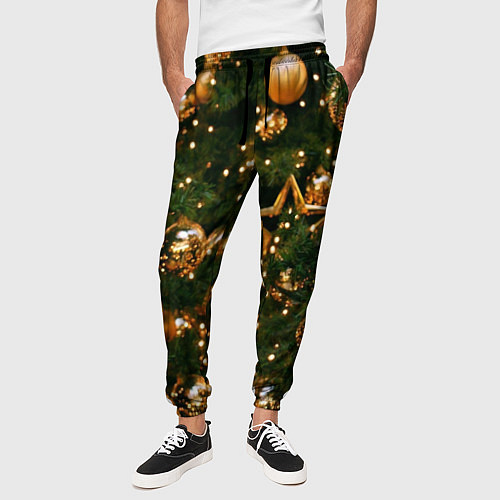 Мужские брюки Праздничная Елочка / 3D-принт – фото 3