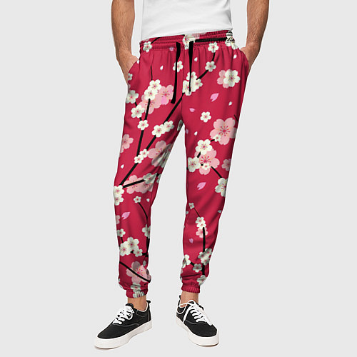 Мужские брюки Цветы на ветках / 3D-принт – фото 3