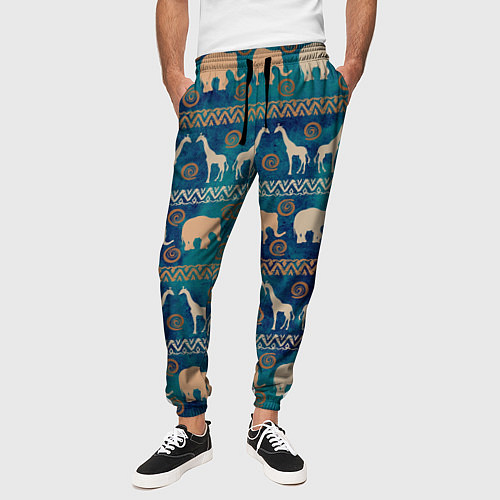 Мужские брюки Жирафы и слоны / 3D-принт – фото 3
