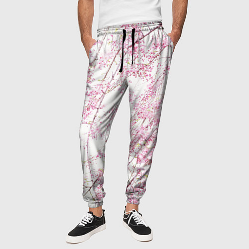 Мужские брюки Розовое цветение / 3D-принт – фото 3