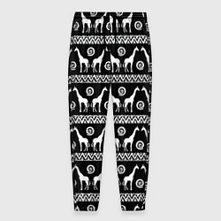 Брюки на резинке мужские Черно-белые Жирафы, цвет: 3D-принт