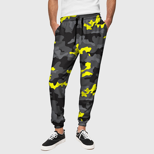 Мужские брюки Камуфляж Серо-Чёрный / 3D-принт – фото 3