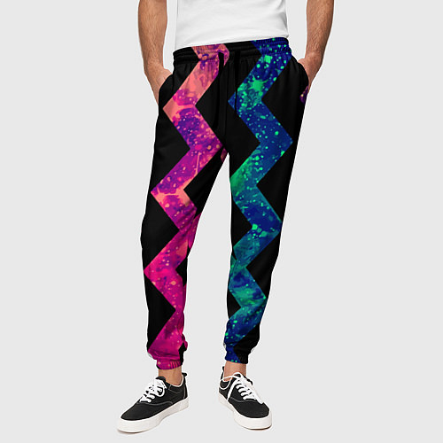 Мужские брюки Геометрический паттерн Neon / 3D-принт – фото 3