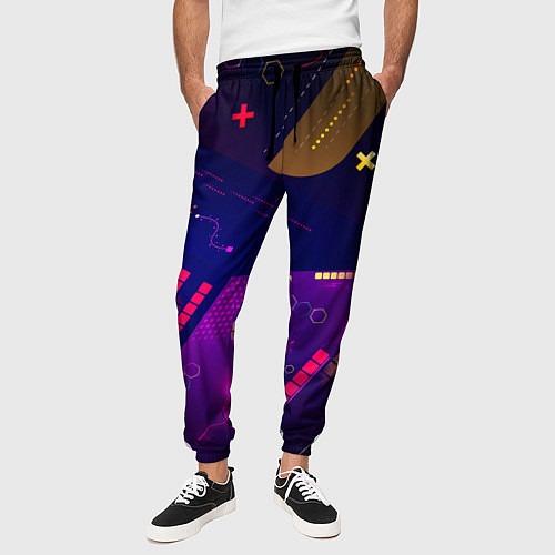Мужские брюки Cyber neon pattern Vanguard / 3D-принт – фото 3