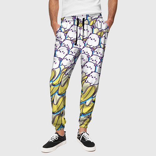 Мужские брюки Котики и бананы Паттерн Лето / 3D-принт – фото 3
