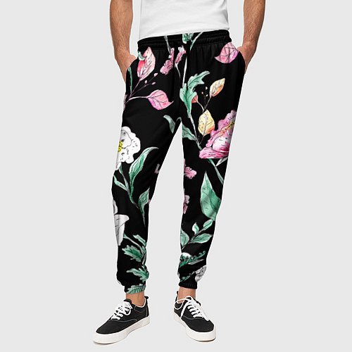 Мужские брюки Цветы Нарисованные от Руки / 3D-принт – фото 3