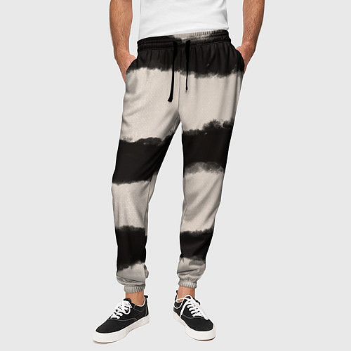 Мужские брюки Коричневый принт тай-дай полосы / 3D-принт – фото 3