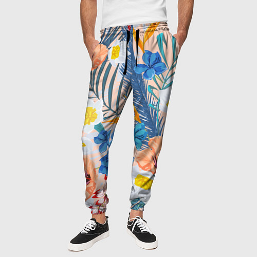Мужские брюки Цветы Яркие Тропические / 3D-принт – фото 3