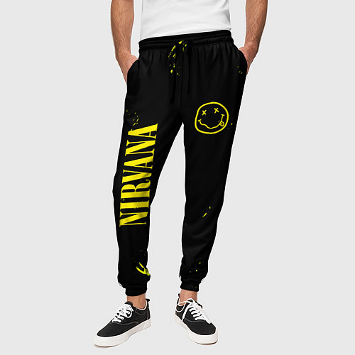 Мужские брюки Nirvana паттерн смайлы / 3D-принт – фото 3
