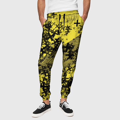 Мужские брюки Кресты и хаос На желтом Коллекция Get inspired! Fl / 3D-принт – фото 3