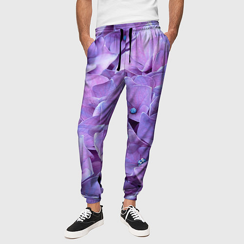 Мужские брюки Фиолетово-сиреневые цветы / 3D-принт – фото 3