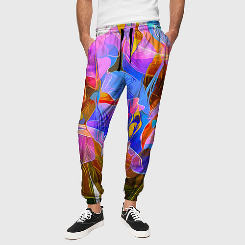 Мужские брюки Красочный цветочный паттерн Лето Colorful floral p / 3D-принт – фото 3