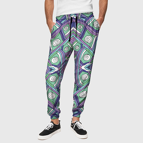 Мужские брюки Абстрактный разноцветный принт в дудл стиле / 3D-принт – фото 3