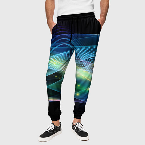 Мужские брюки Неоновые блуждающие огни Абстракция Neon Wandering / 3D-принт – фото 3