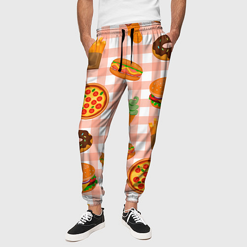 Мужские брюки PIZZA DONUT BURGER FRIES ICE CREAM pattern / 3D-принт – фото 3