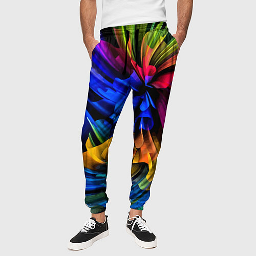 Мужские брюки Абстрактная неоновая композиция Abstract neon comp / 3D-принт – фото 3