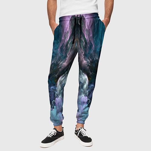Мужские брюки Облака неонового цвета Neon colored clouds / 3D-принт – фото 3