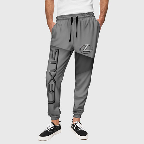 Мужские брюки Lexus - серая абстракция / 3D-принт – фото 3
