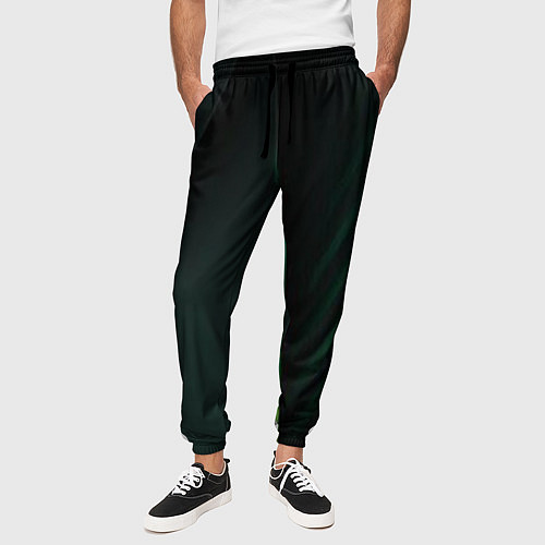 Мужские брюки Зеленые 3D полосы со свечением / 3D-принт – фото 3