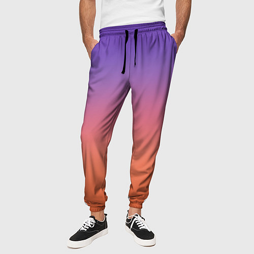 Мужские брюки Трендовый красно-фиолетовый градиент / 3D-принт – фото 3