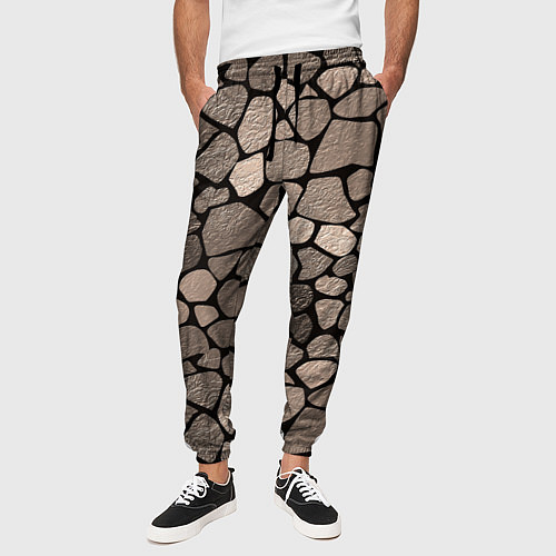 Мужские брюки Черно-коричневая текстура камня / 3D-принт – фото 3