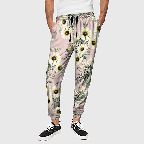 Мужские брюки Цветы Летние Ромашки / 3D-принт – фото 3