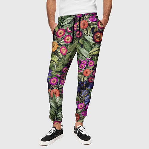Мужские брюки Цветы Фиолетовые Рудбеки / 3D-принт – фото 3